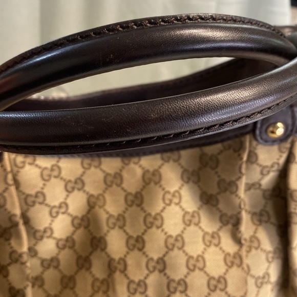 Gucci Sukey Shoulder Large Tote Bag GG Canvas Leather Dark Brown - Picture 7 of 17